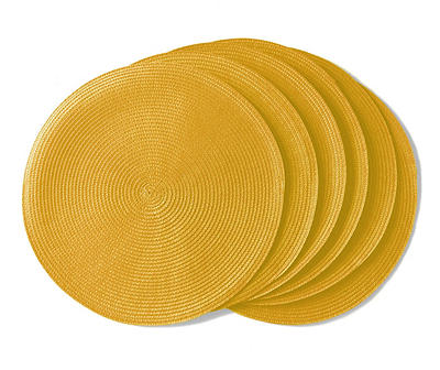 Sun Yellow Weave-Texture Round Placemats, 6-Pack