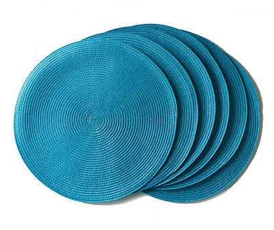Reef Blue Weave-Texture Round Placemats, 6-Pack