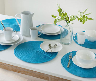 Reef Blue Weave-Texture Round Placemats, 6-Pack