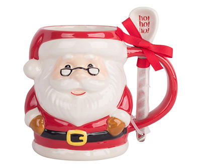 Santa Figural Mug with Spoon, 22 Oz.