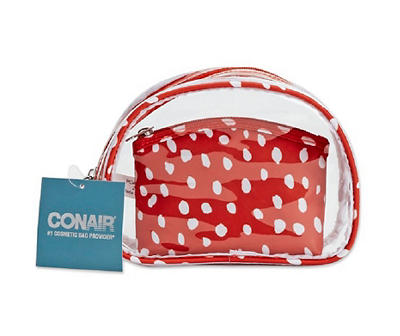 Red Dot 2-Piece Round Cosmetic Bag Set