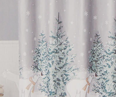 Frosted Forest Gray Polar Bear 13-Piece Shower Curtain Set