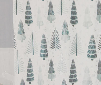 Frosted Forest Green Trees 13-Piece Shower Curtain Set