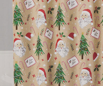 Santa's Workshop Tan & Red Santa 13-Piece Shower Curtain Set