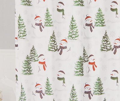Santa's Workshop White Snowman 13-Piece Shower Curtain Set