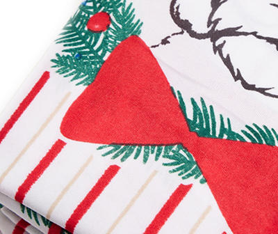 Santa's Workshop Red Holiday Dog Stripe 13-Piece Shower Curtain Set