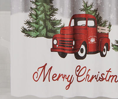 Santa's Workshop "Merry Christmas" Red Truck 13-Piece Shower Curtain Set