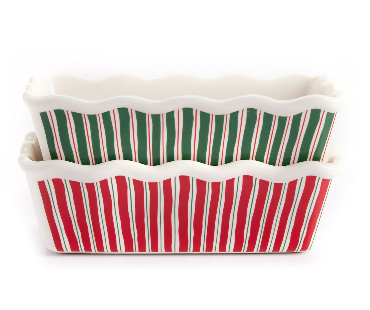 Solid & Stripe Ceramic Mini Loaf Pans, 2-Pack