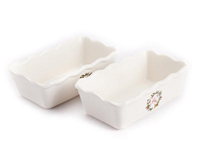 7" Holiday Wreaths Mini Ceramic Loaf Pans, 2-Pack