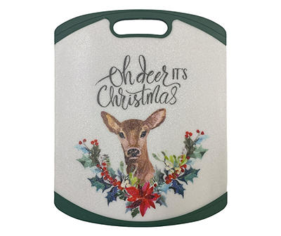 "Oh Deer It's Christmas" Floral Poly Cutting Board, (11" x 14")