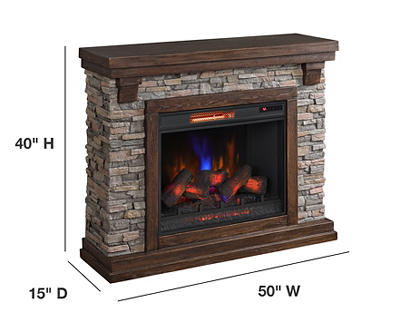 50" Madison Pine & Faux Stone Electric Fireplace