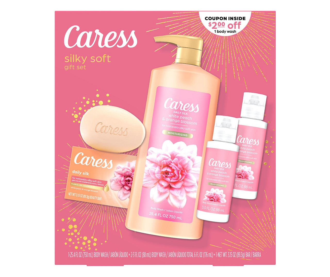 Caress Body Wash for Women, Daily Silk White Peach & Orange Blossom for Dry  Skin 20 fl oz 