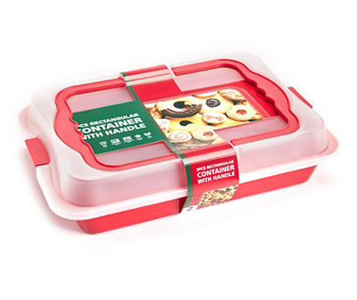 Red Rectangular Meal Prep Container With Handles