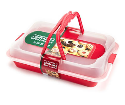Red Rectangular Meal Prep Container With Handles