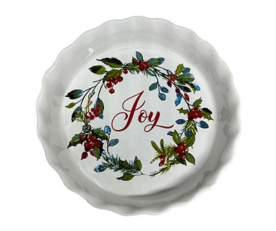 9" Wreath Scalloped Ceramic Pie Plate