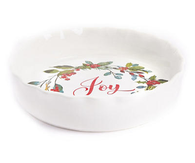 9" Wreath Scalloped Ceramic Pie Plate