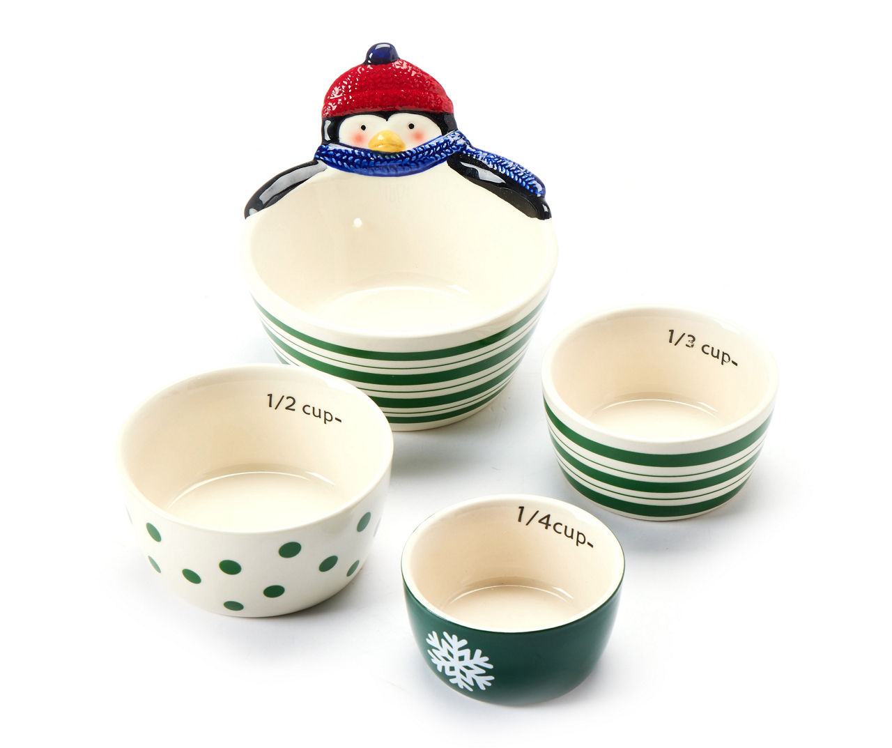 Santa's Workshop Penguin Ceramic 4-Piece Measuring Cup Set