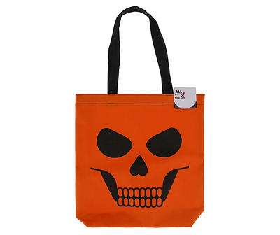 Orange Skull Tote Bag