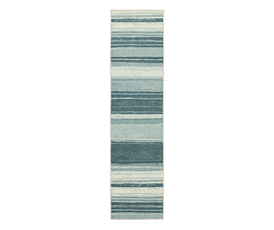 Rainbow Blue Stripe Runner Rug, (2' x 8')