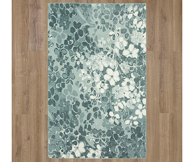 Radiance Gray & White Floral Accent Rug, (34" x 20")