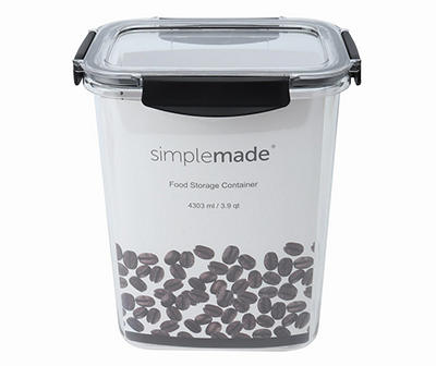 Black & Clear Food Storage Container, 124 Oz.