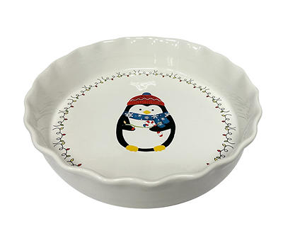 9" Penguin Scalloped Ceramic Pie Plate