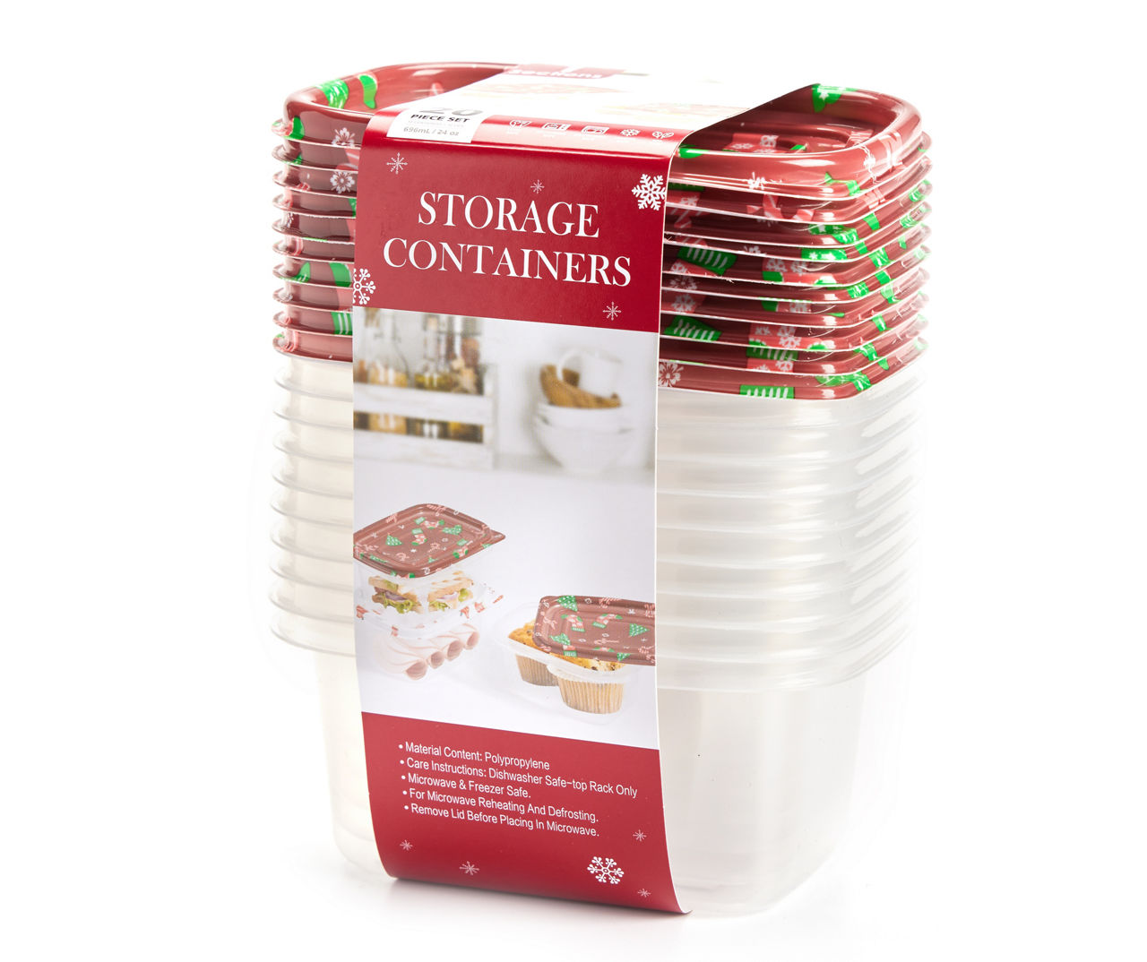 MUCHII [20 Pack] 32 oz Disposable Christmas Meal Prep Containers