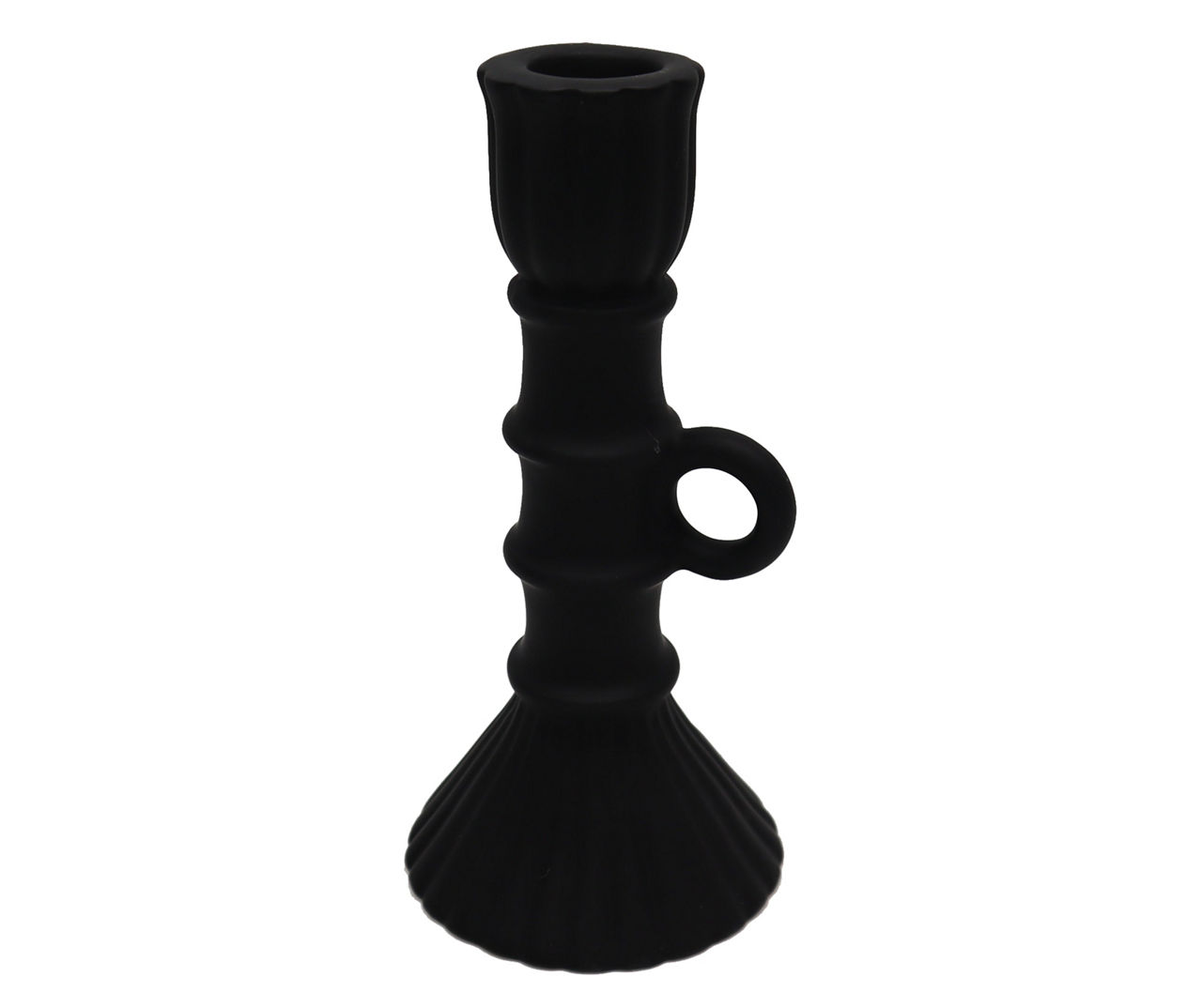 Homeward Black Ceramic Taper Candle Holder, (7")