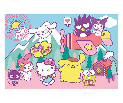 "Let's Go!" & "Happiness Overload" Camping Friends Poster, (22.3" x 34")
