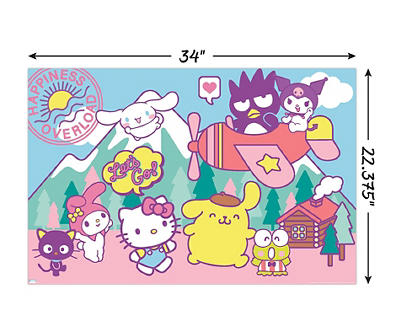 "Let's Go!" & "Happiness Overload" Camping Friends Poster, (22.3" x 34")