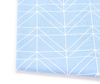 Blue & White Geometric Linework Queen 4-Piece Sheet Set