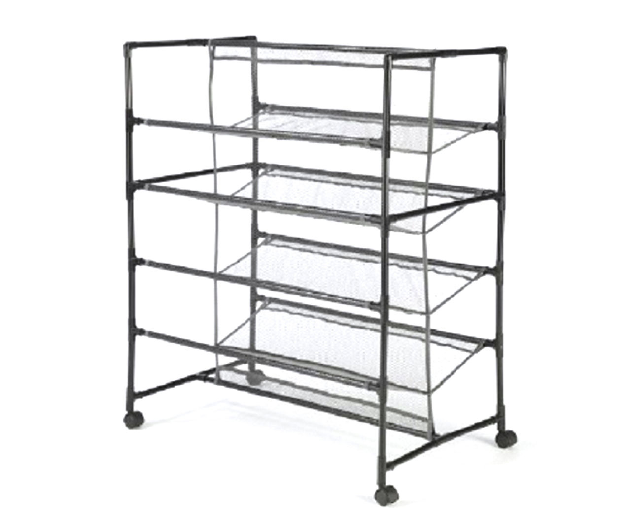 Double sided best sale rolling shoe rack