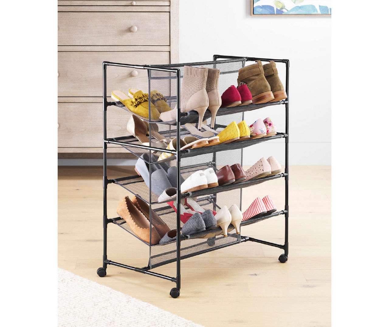 2 Tier Shoe Rack Black Metal Mesh - Brightroom™