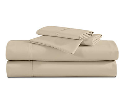 Oyster Tan 200-Thread Count King 4-Piece Cotton Sheet Set
