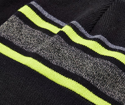 Kids' Black & Green Stripe Beanie & Gloves Set