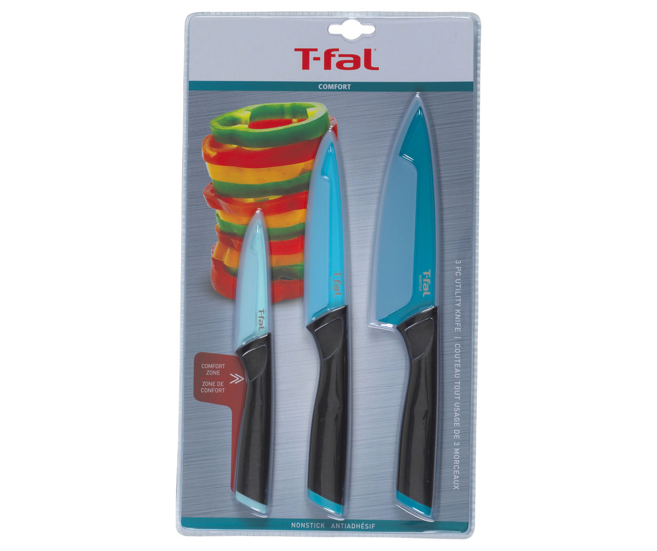 T-Fal Blue 3-Piece Utility Knife Set