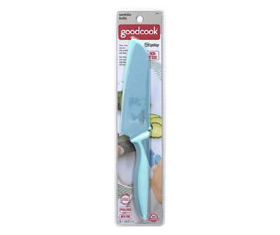Light Blue Santoku Knife with Cover