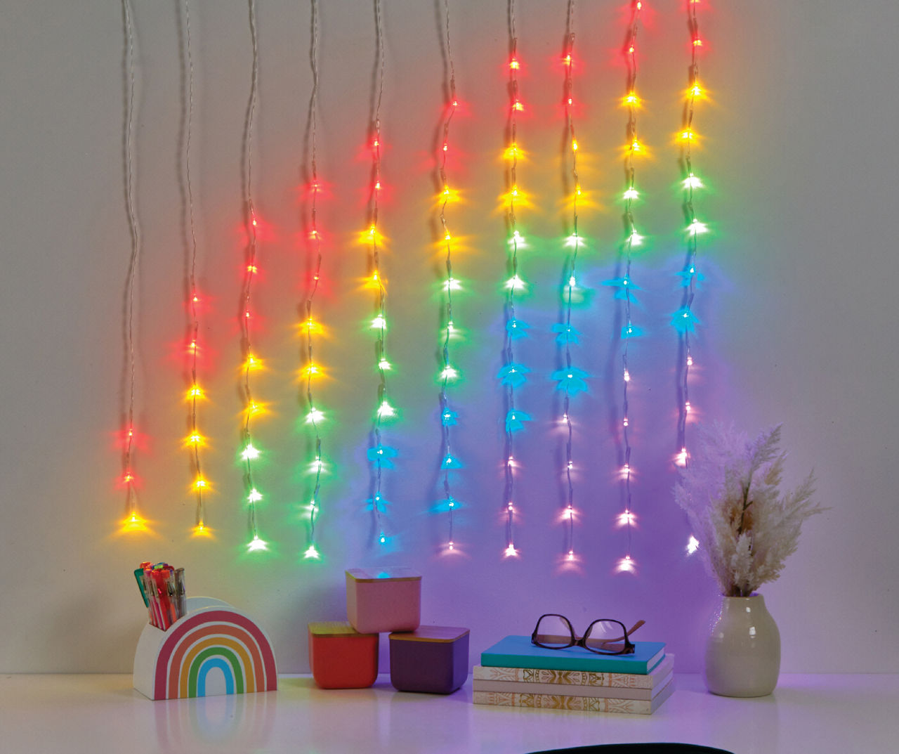 GlowUp Rainbow LED Curtain Light Set, (2.8' x 2.13') Big Lots