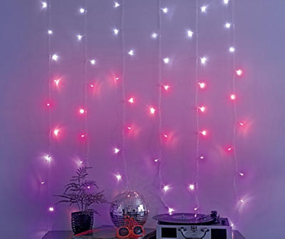Glow-Up Pink Ombre Music Sync LED Curtain Light Set, (3.5' x 5')