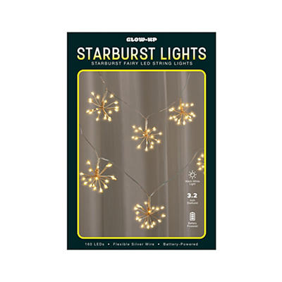 Glow-Up Warm White Starburst LED Fairy Light Set, 160-Lights