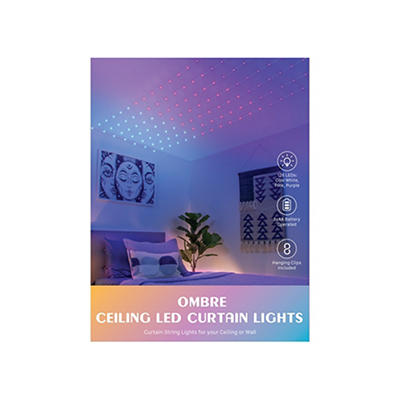 Ombre Ceiling LED Curtain Light Set, (3.5' x 6')