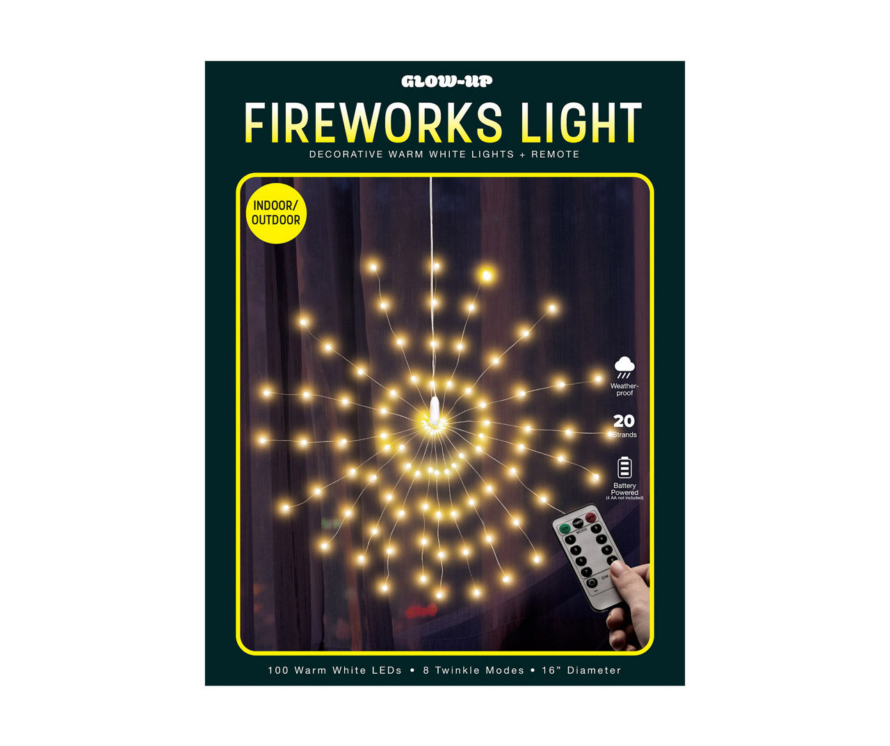 Glow-Up Warm White LED Firework Light with Remote