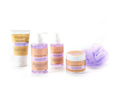 French Lavender 5-Piece Wire Basket Body Care Set