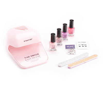 Silver 9-Piece Manicure Gift Set With Nail Dryer
