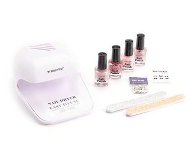 Pink 9-Piece Manicure Gift Set With Nail Dryer