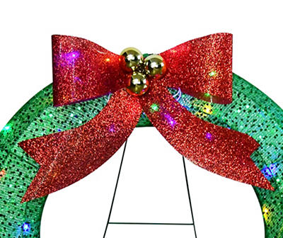 31.5" LED Twinkling Wreath & Bow