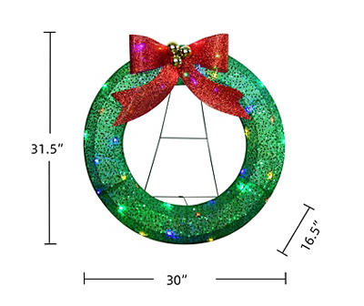 31.5" LED Twinkling Wreath & Bow