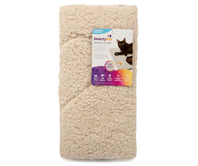 Cream Crinkle Cloud Plush Cat Bed, (15" x 15")