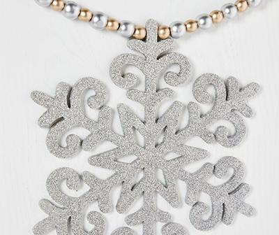 Frosted Forest "Tis The Season" Snowflake & Bead Framed Wall Decor