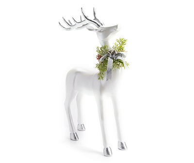 Frosted Forest White Shiny Standing Deer Tabletop Decor